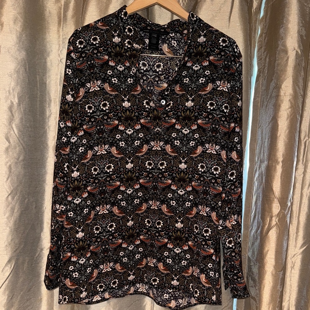 Marc By Marc Jacobs Black and Brown Floral Blouse